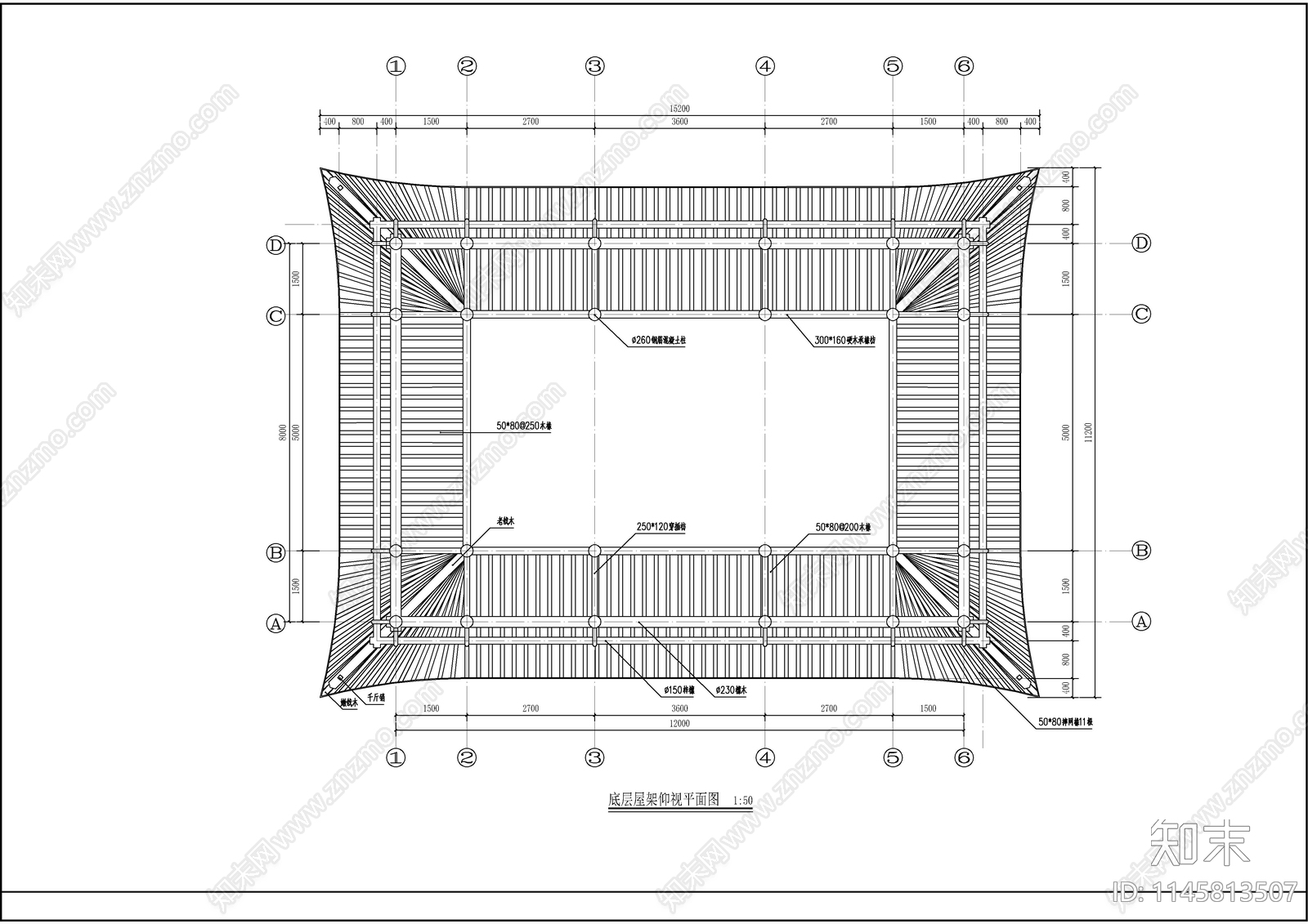 古建三江阁建筑cad施工图下载【ID:1145813507】