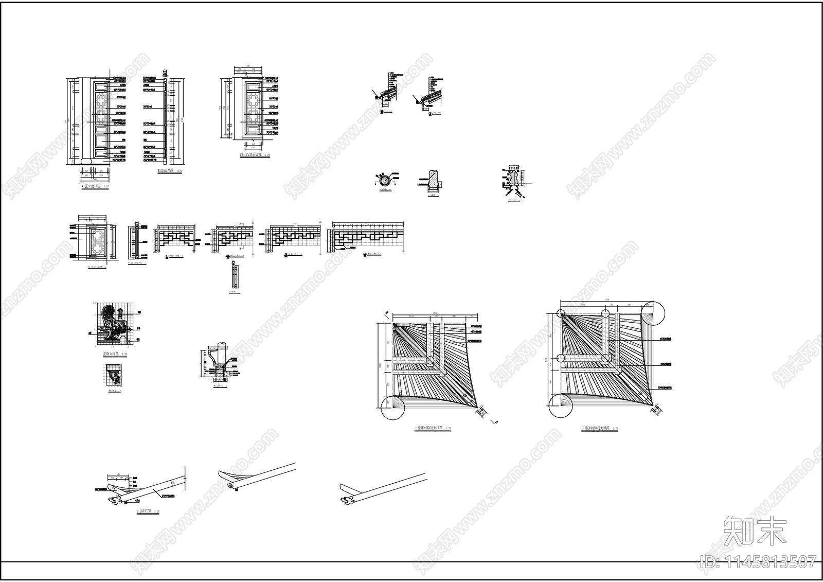 古建三江阁建筑cad施工图下载【ID:1145813507】