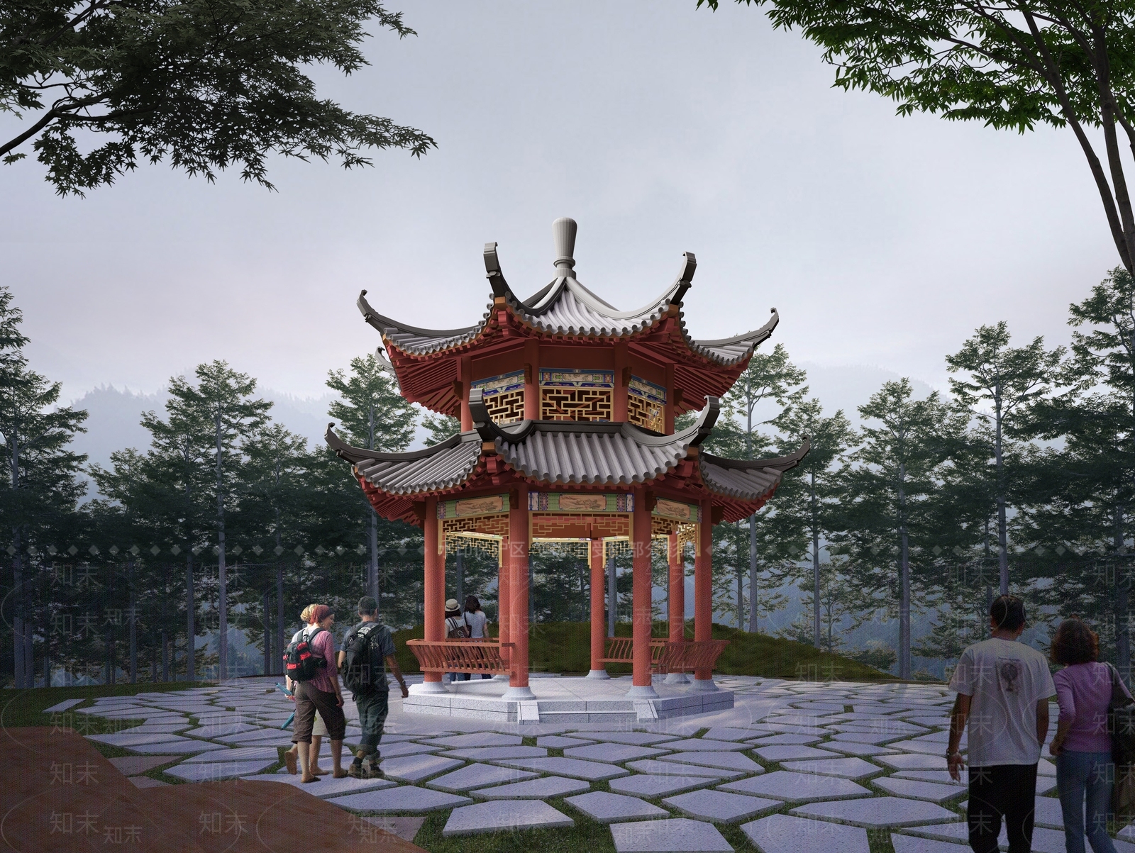 中式亭子3D模型下载【ID:1145823854】