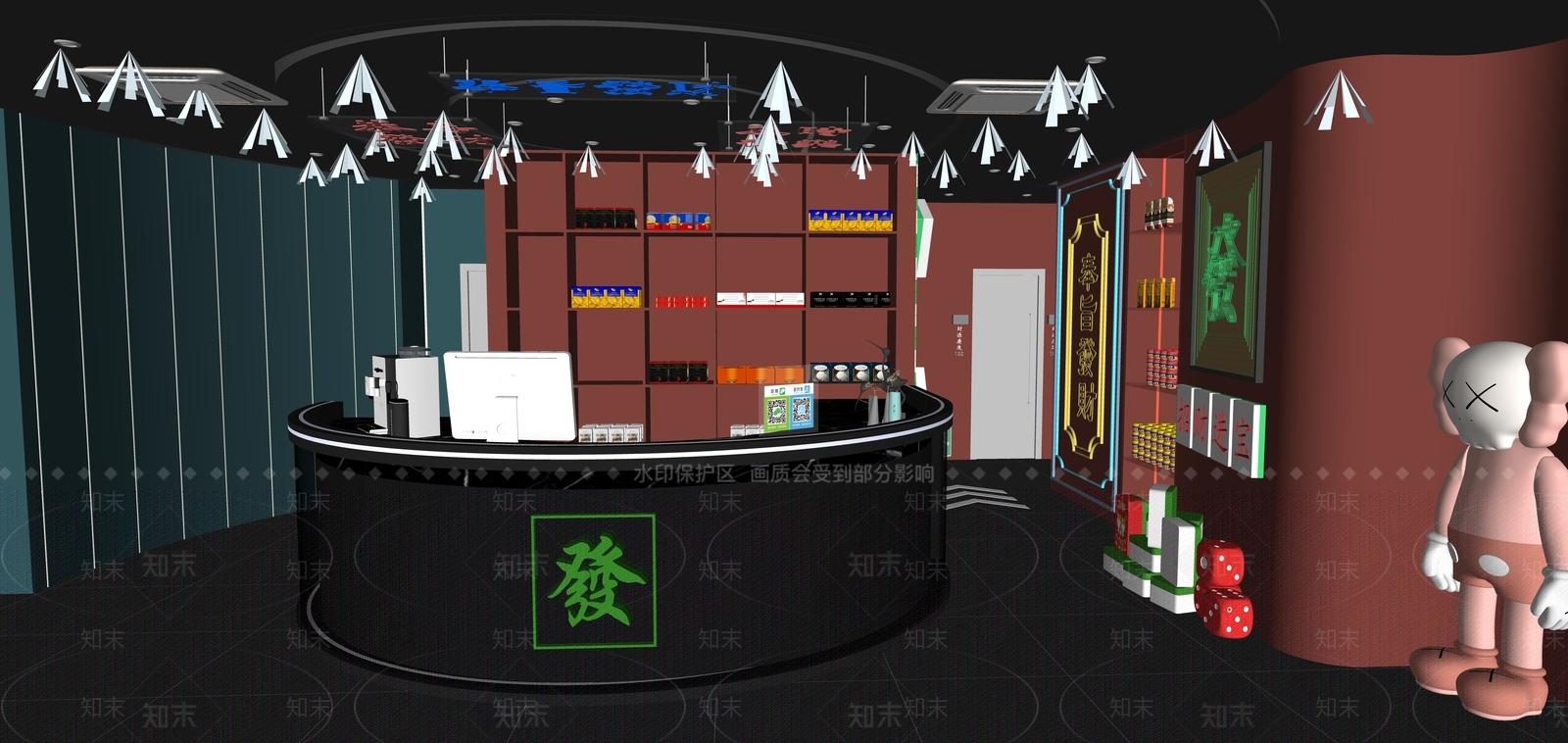 现代棋牌室SU模型下载【ID:1145825486】