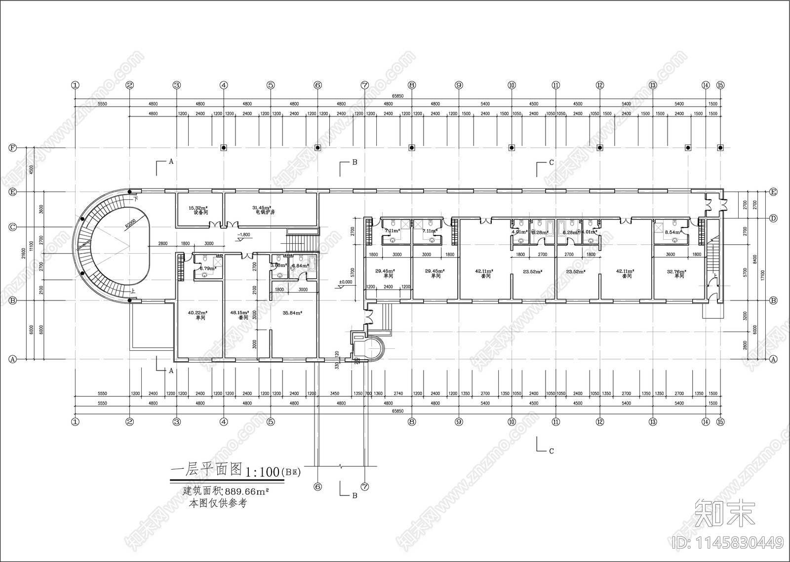 私人会所别墅建筑cad施工图下载【ID:1145830449】