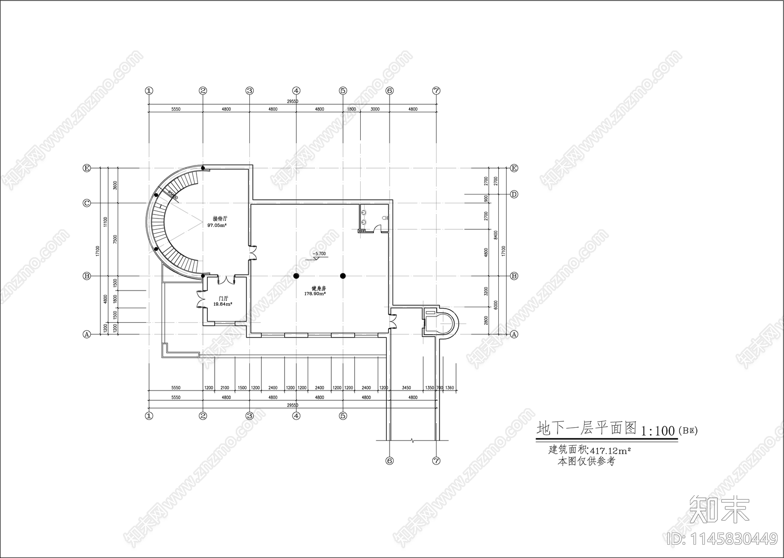 私人会所别墅建筑cad施工图下载【ID:1145830449】