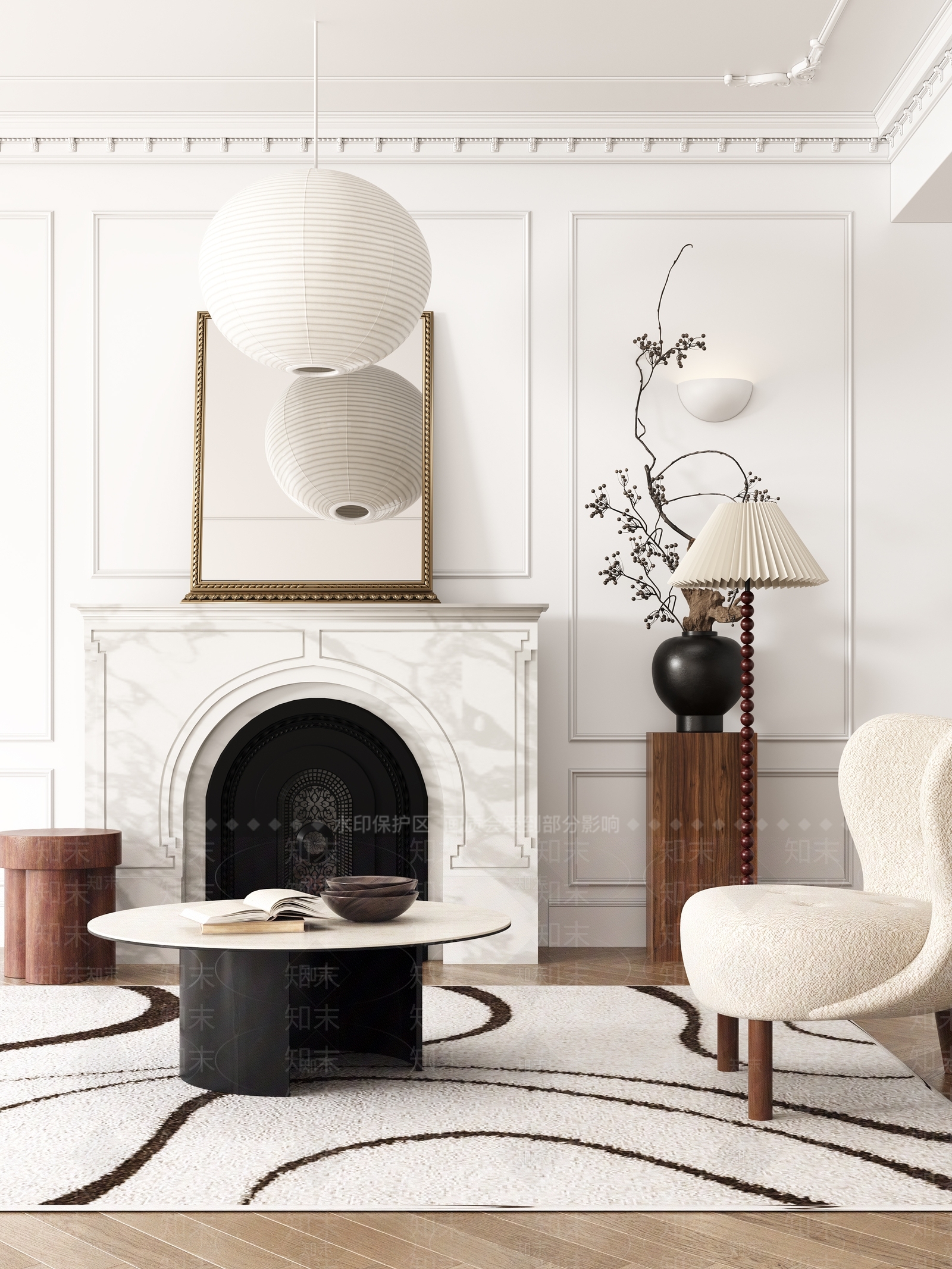 法式茶几椅子摆件组合3D模型下载【ID:1145830923】