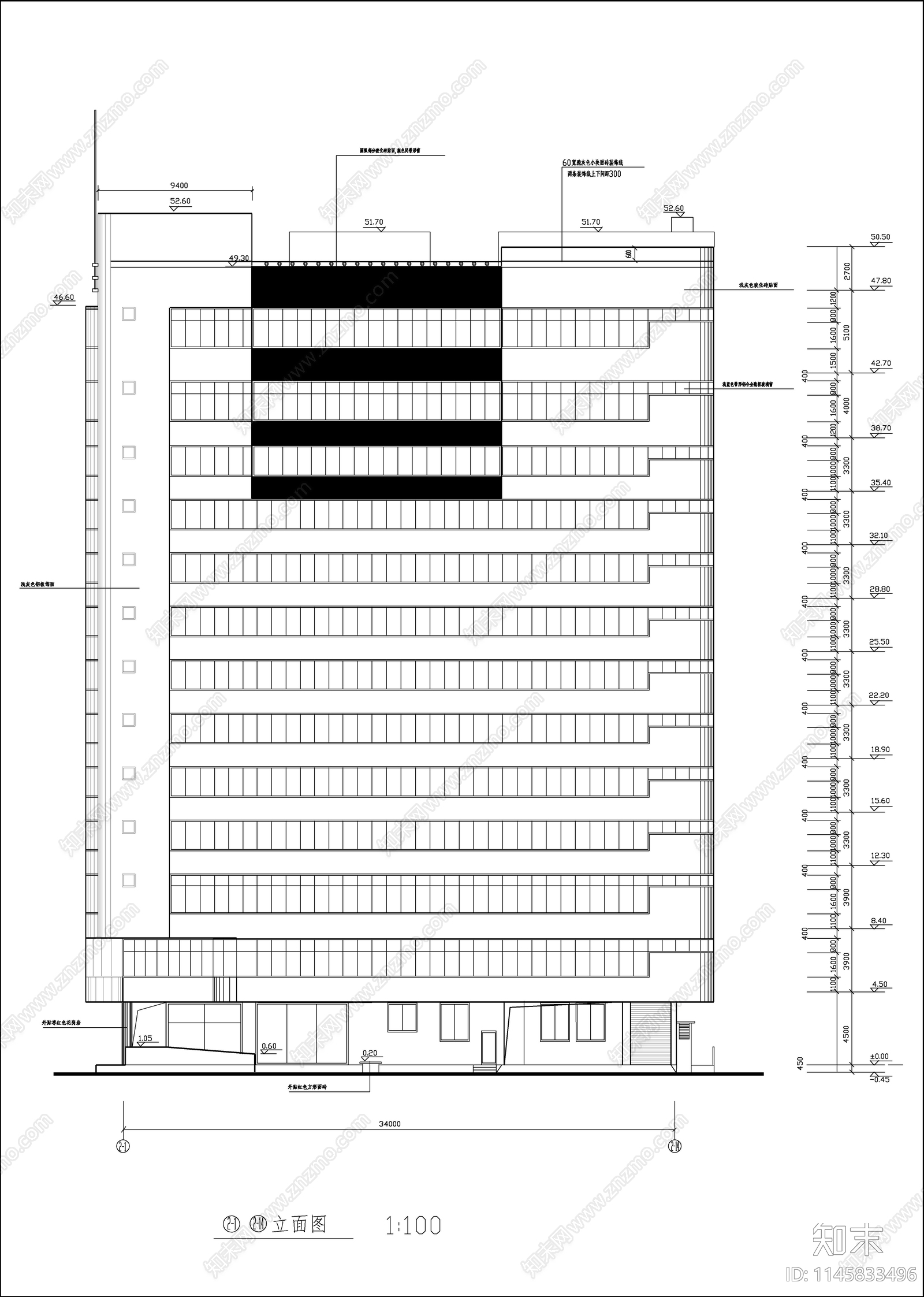 13层框架剪力墙三星级宾馆建筑施工图下载【ID:1145833496】