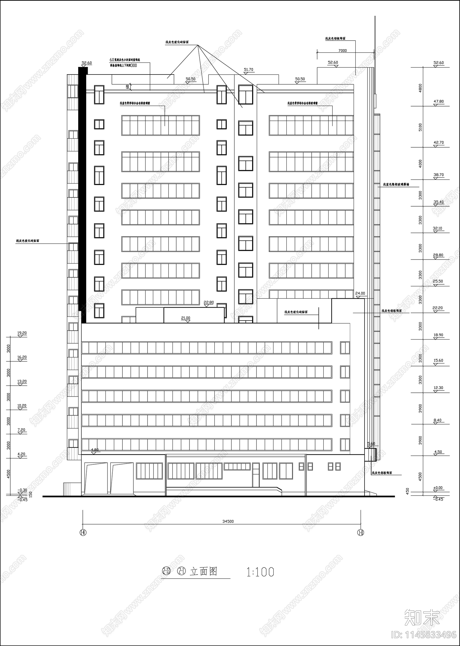 13层框架剪力墙三星级宾馆建筑施工图下载【ID:1145833496】