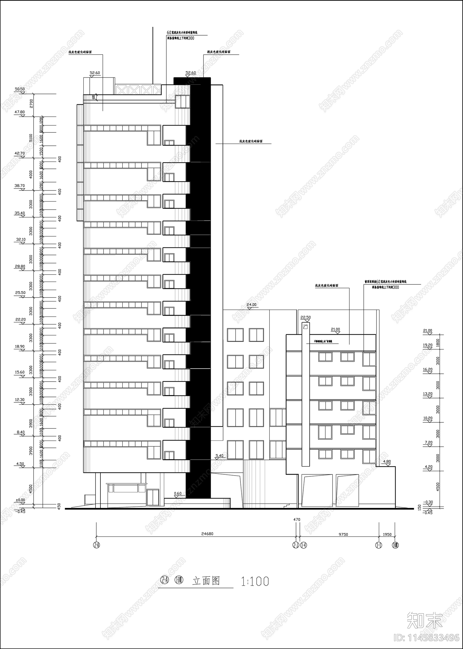 13层框架剪力墙三星级宾馆建筑施工图下载【ID:1145833496】