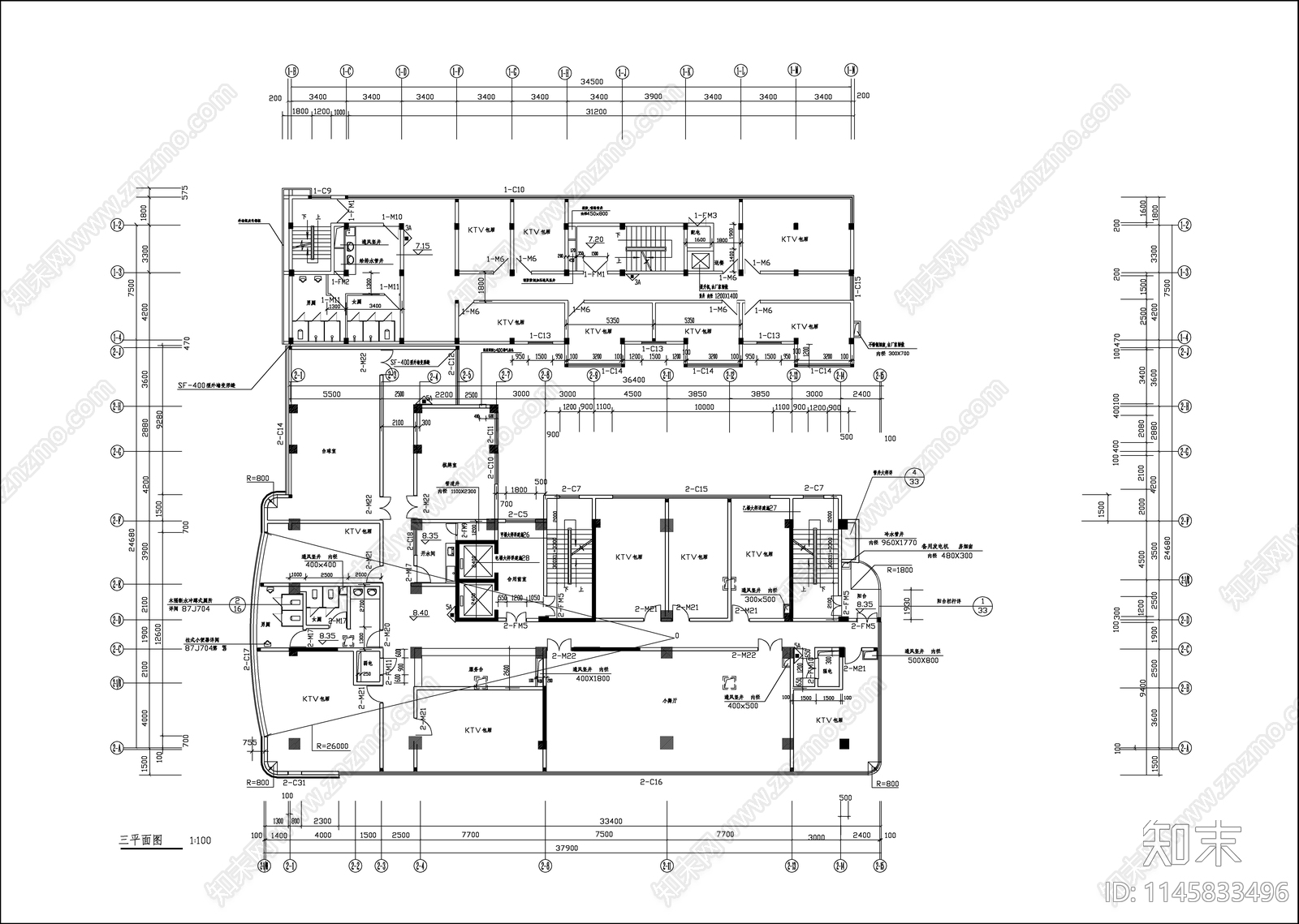 13层框架剪力墙三星级宾馆建筑施工图下载【ID:1145833496】