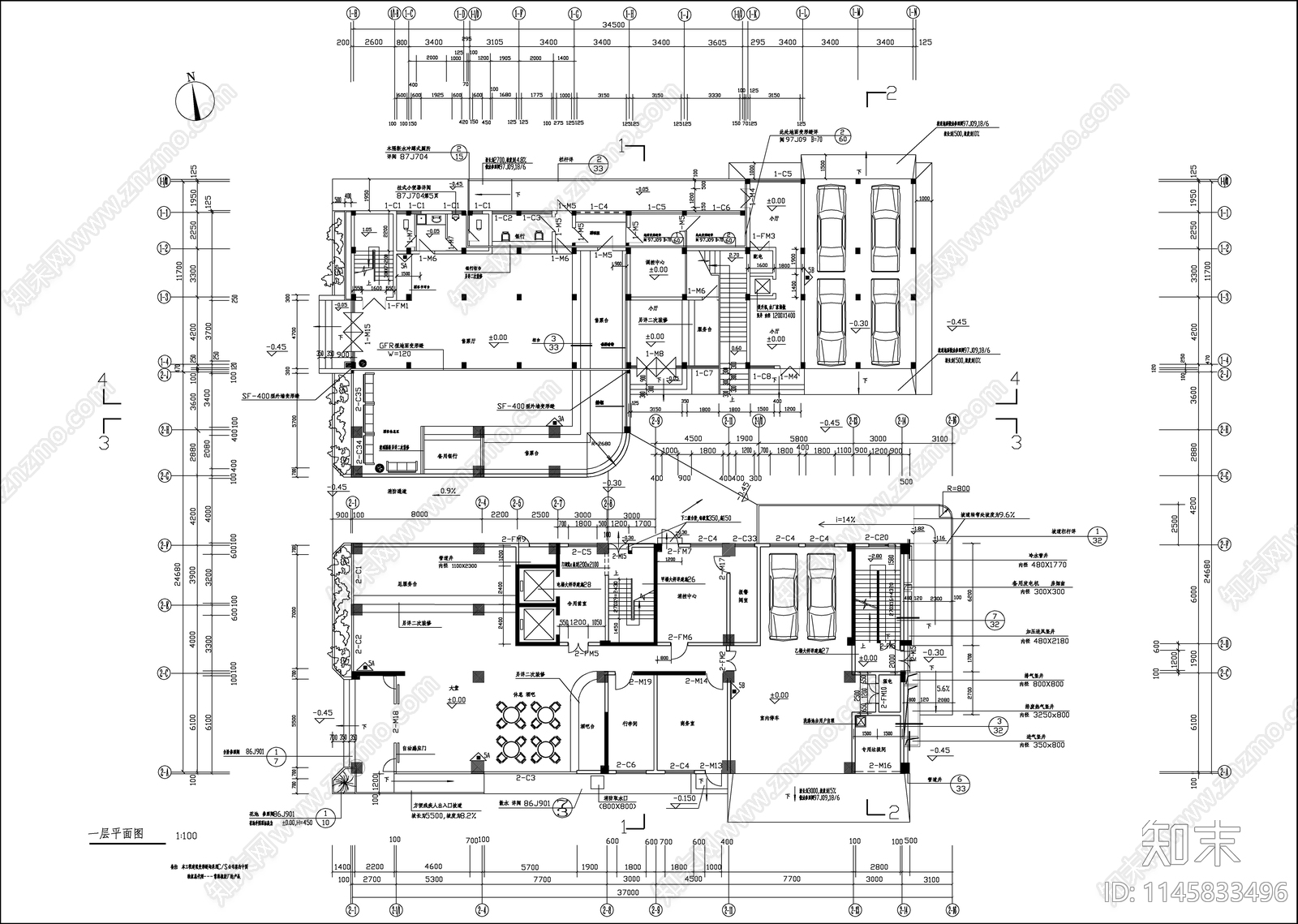 13层框架剪力墙三星级宾馆建筑施工图下载【ID:1145833496】