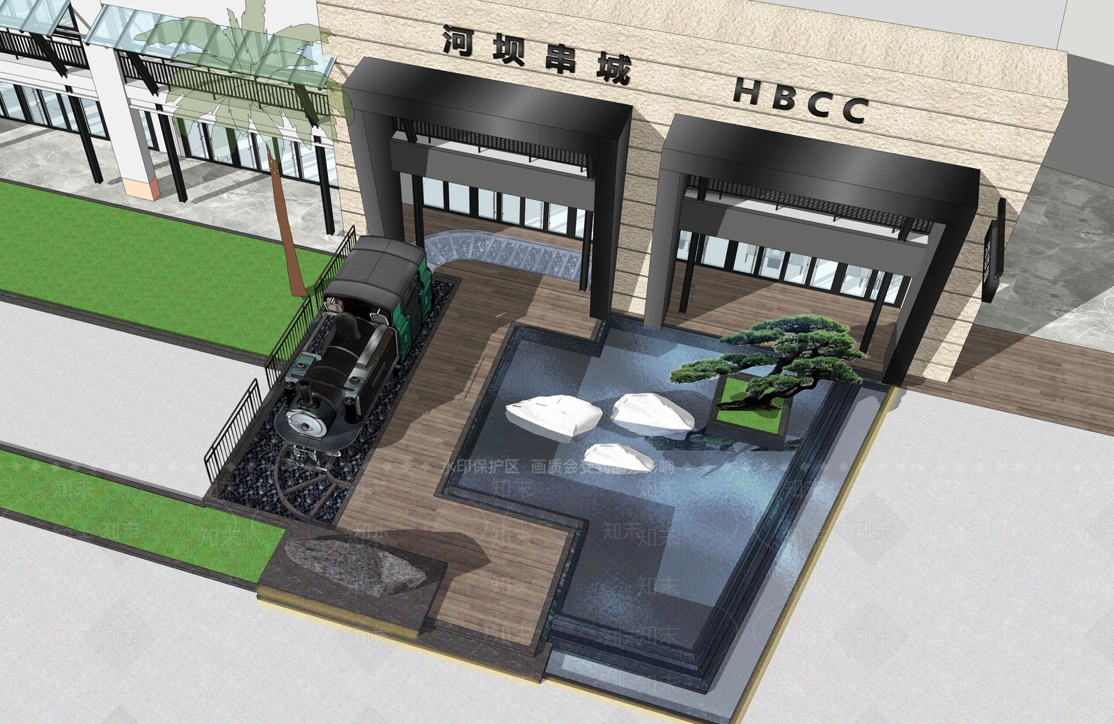 现代烧烤店门头设计SU模型下载【ID:1145835264】