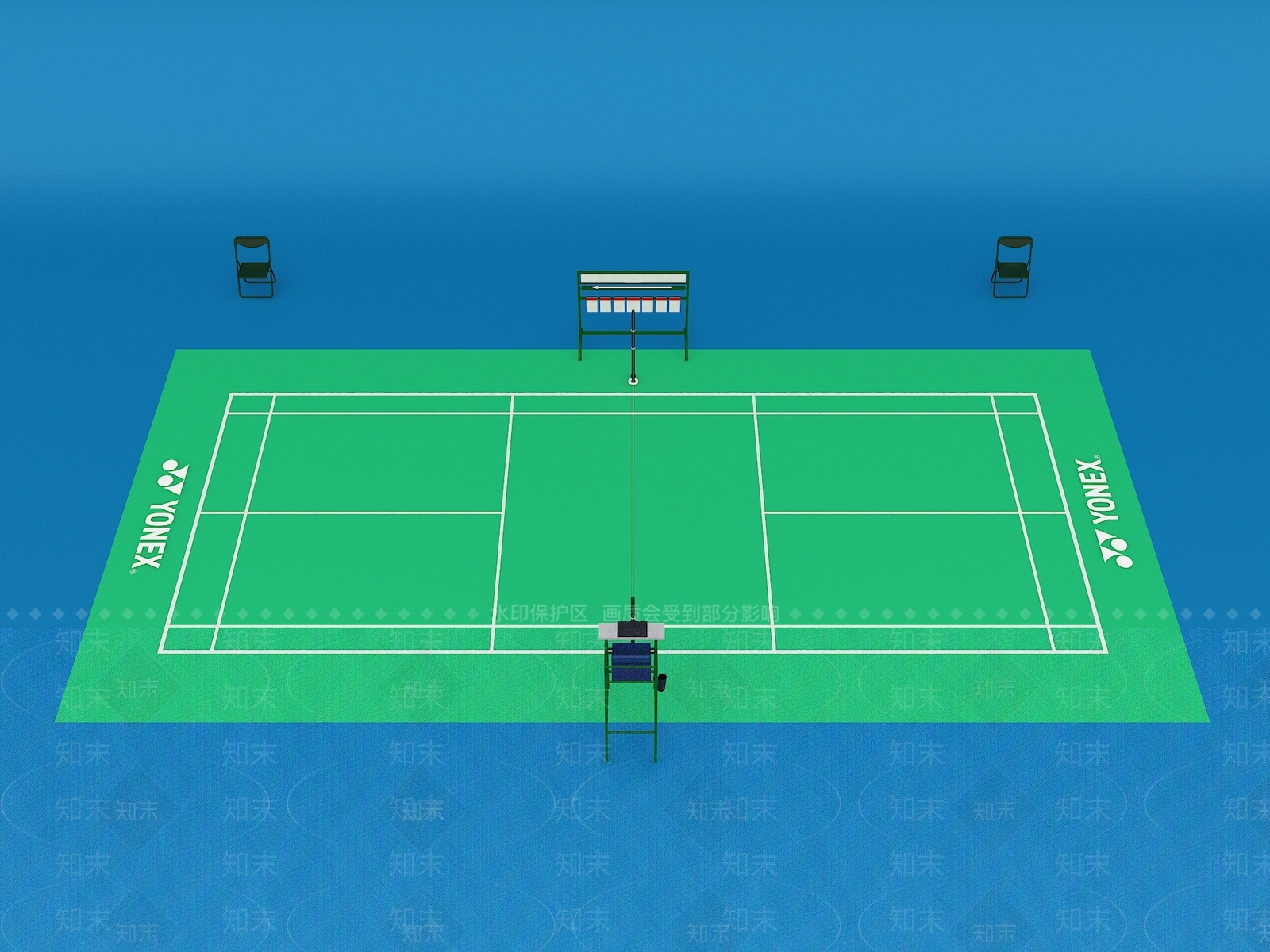 现代羽毛球场地3D模型下载【ID:1145836532】