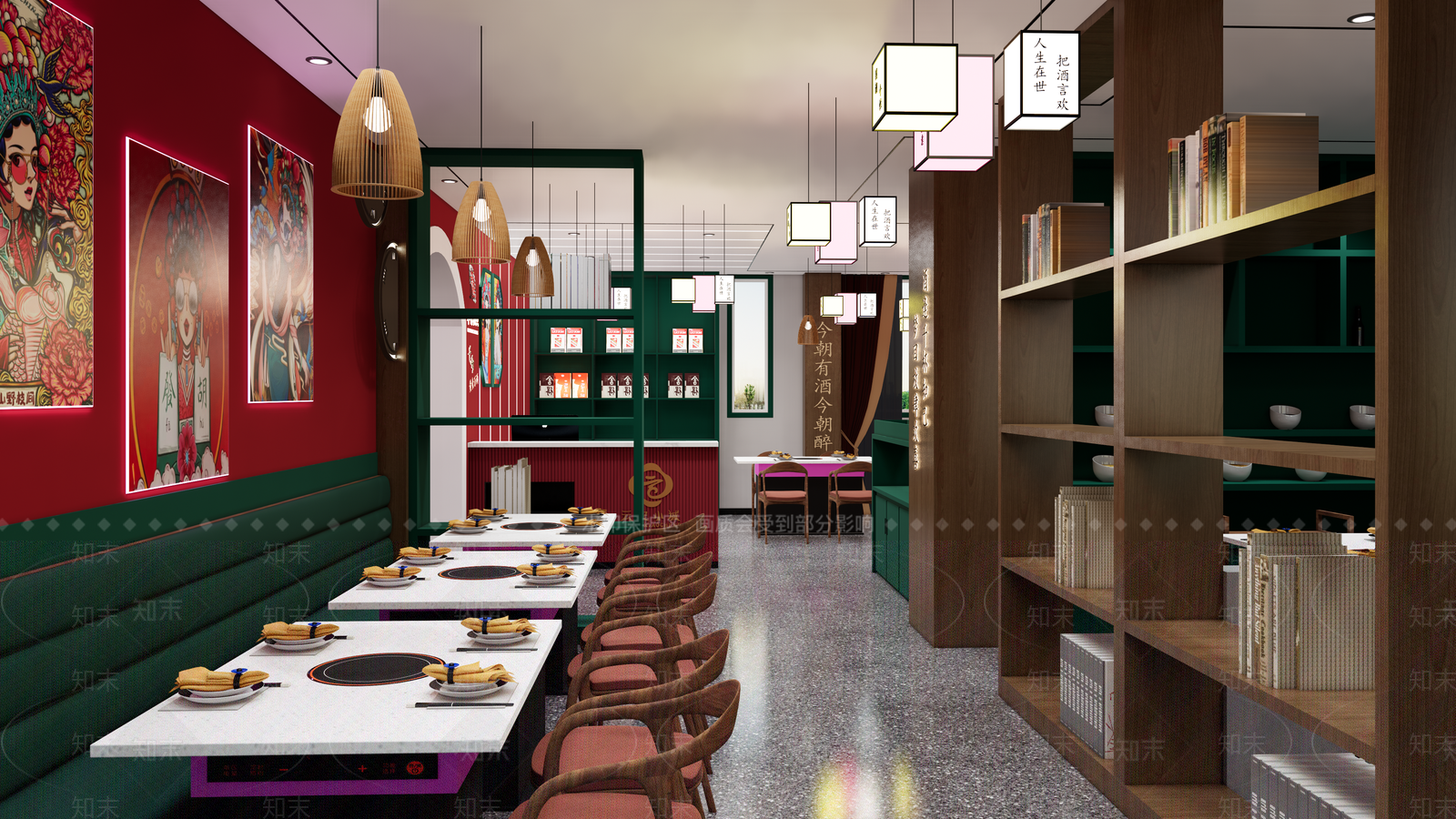 新中式火锅店SU模型下载【ID:1145838020】