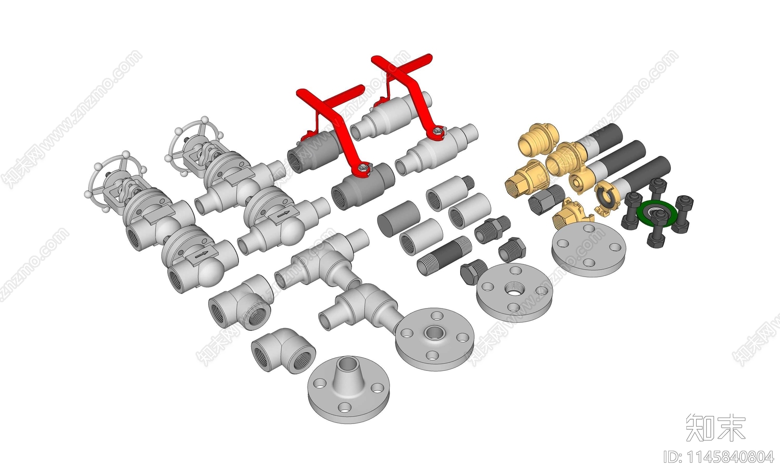 现代管道零件SU模型下载【ID:1145840804】