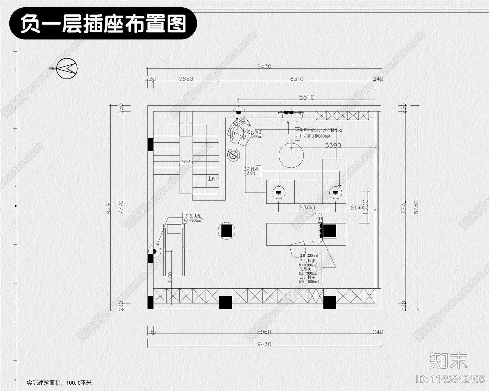 法式家装室内施工图下载【ID:1145842409】