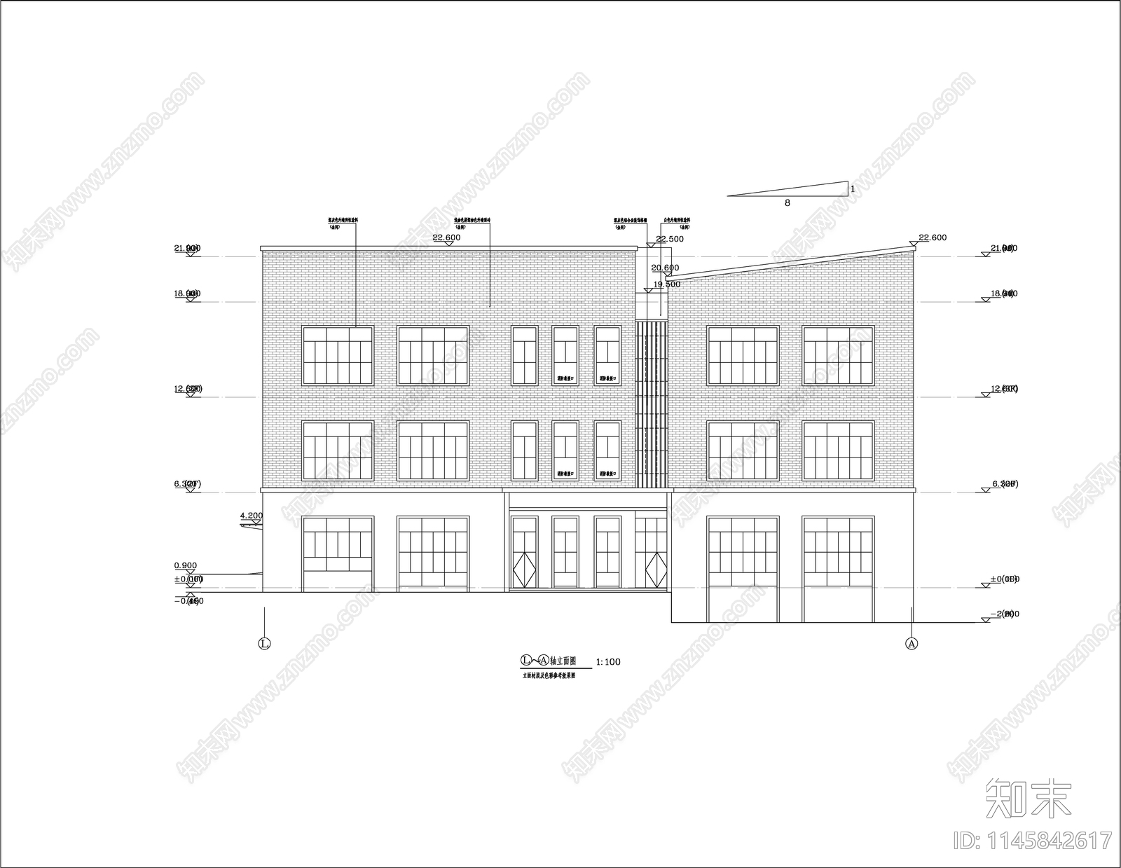 回字形生产车间建筑cad施工图下载【ID:1145842617】