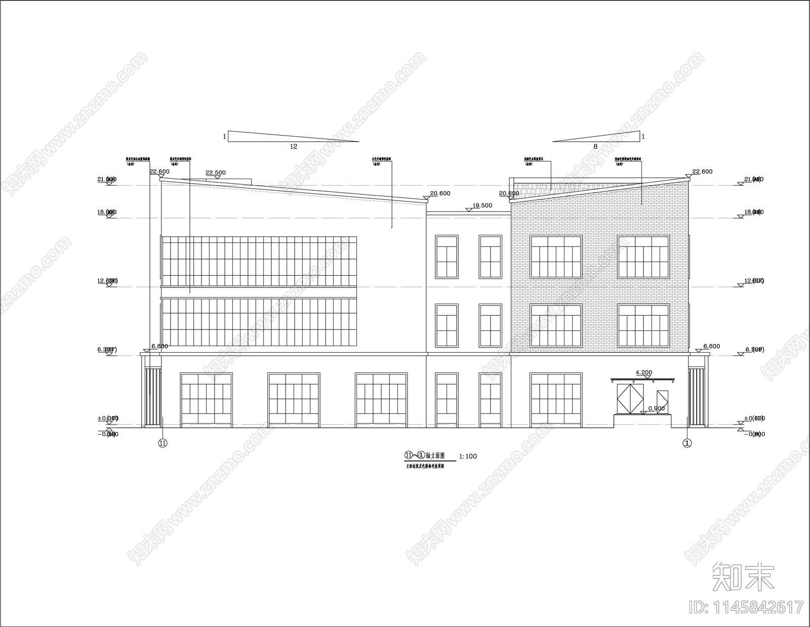 回字形生产车间建筑施工图下载【ID:1145842617】