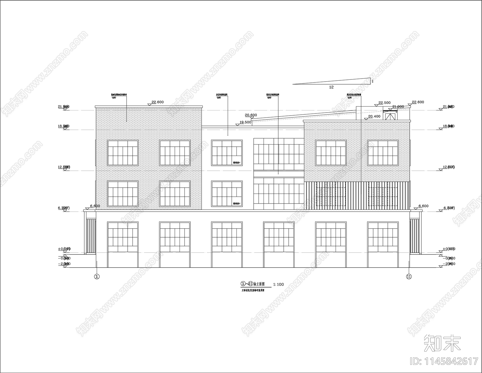 回字形生产车间建筑cad施工图下载【ID:1145842617】