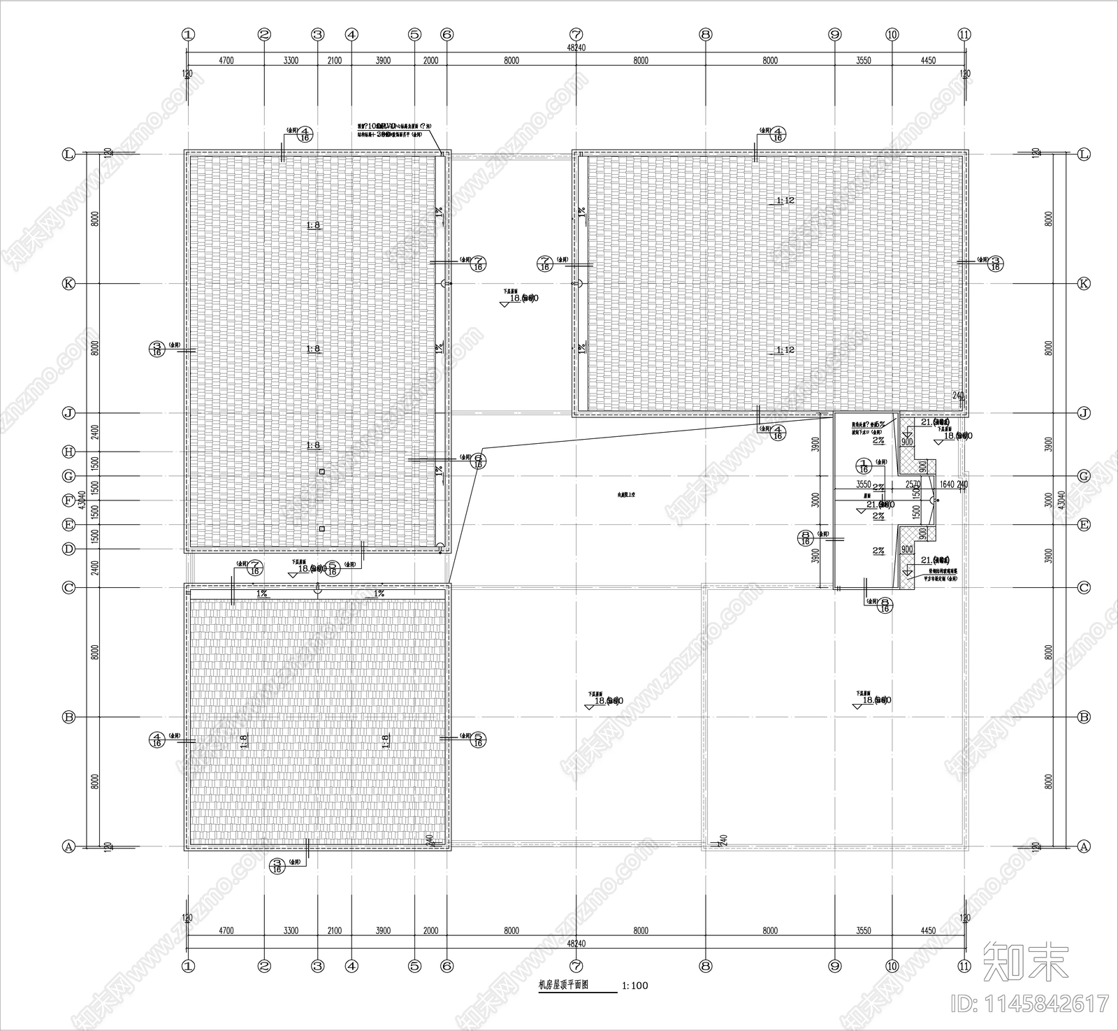 回字形生产车间建筑cad施工图下载【ID:1145842617】