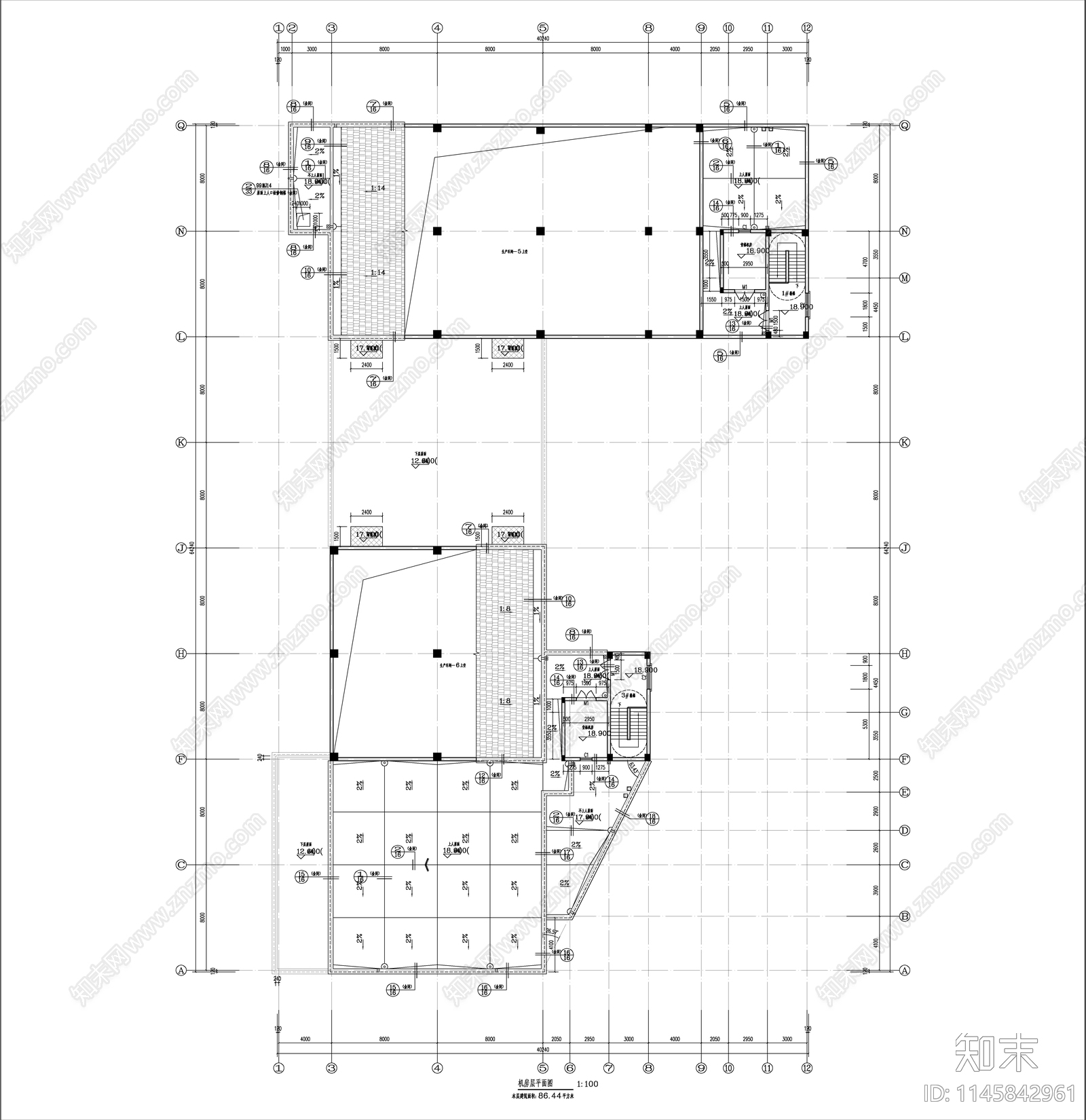 丙类生产车间建筑cad施工图下载【ID:1145842961】