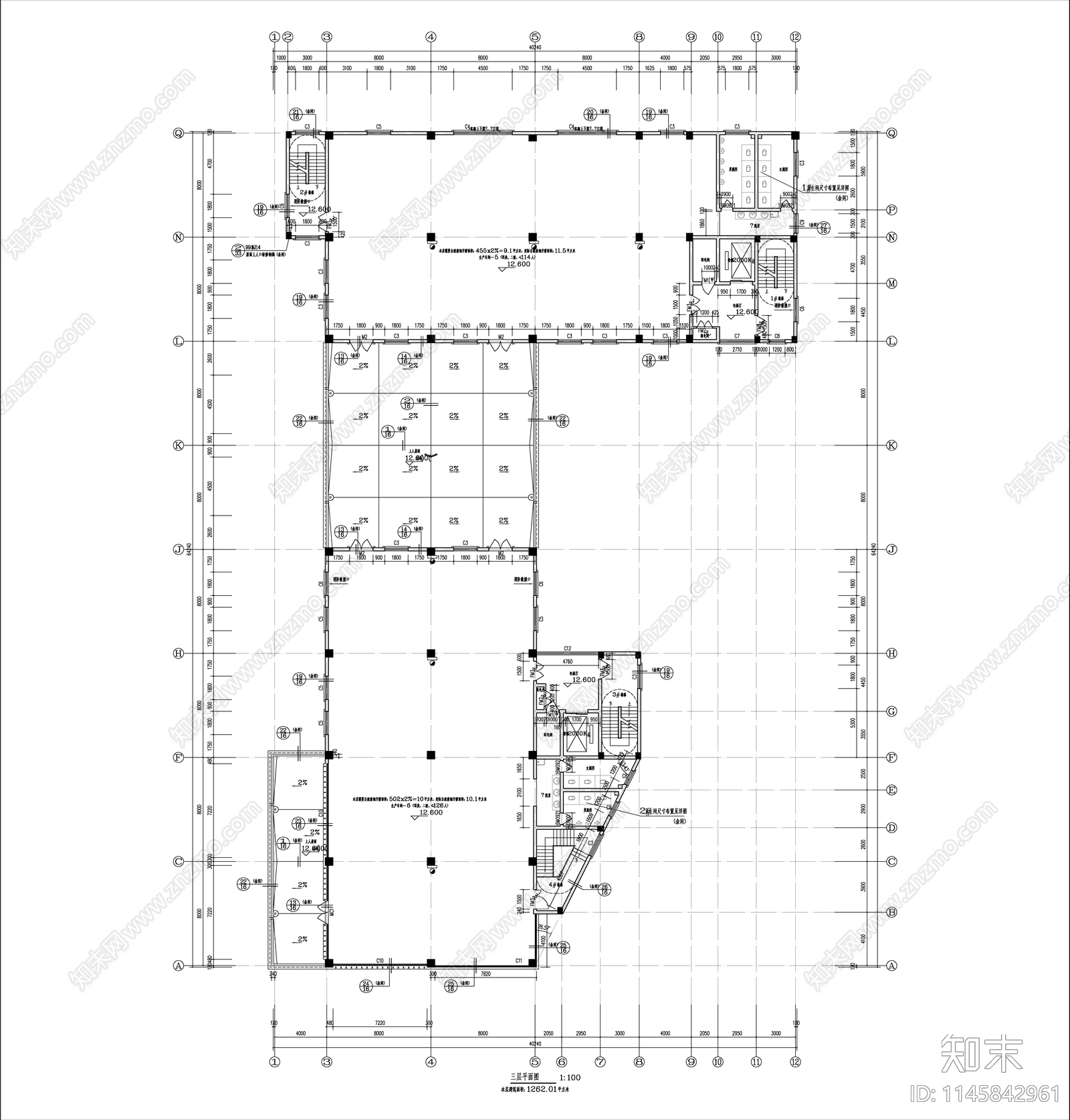 丙类生产车间建筑cad施工图下载【ID:1145842961】