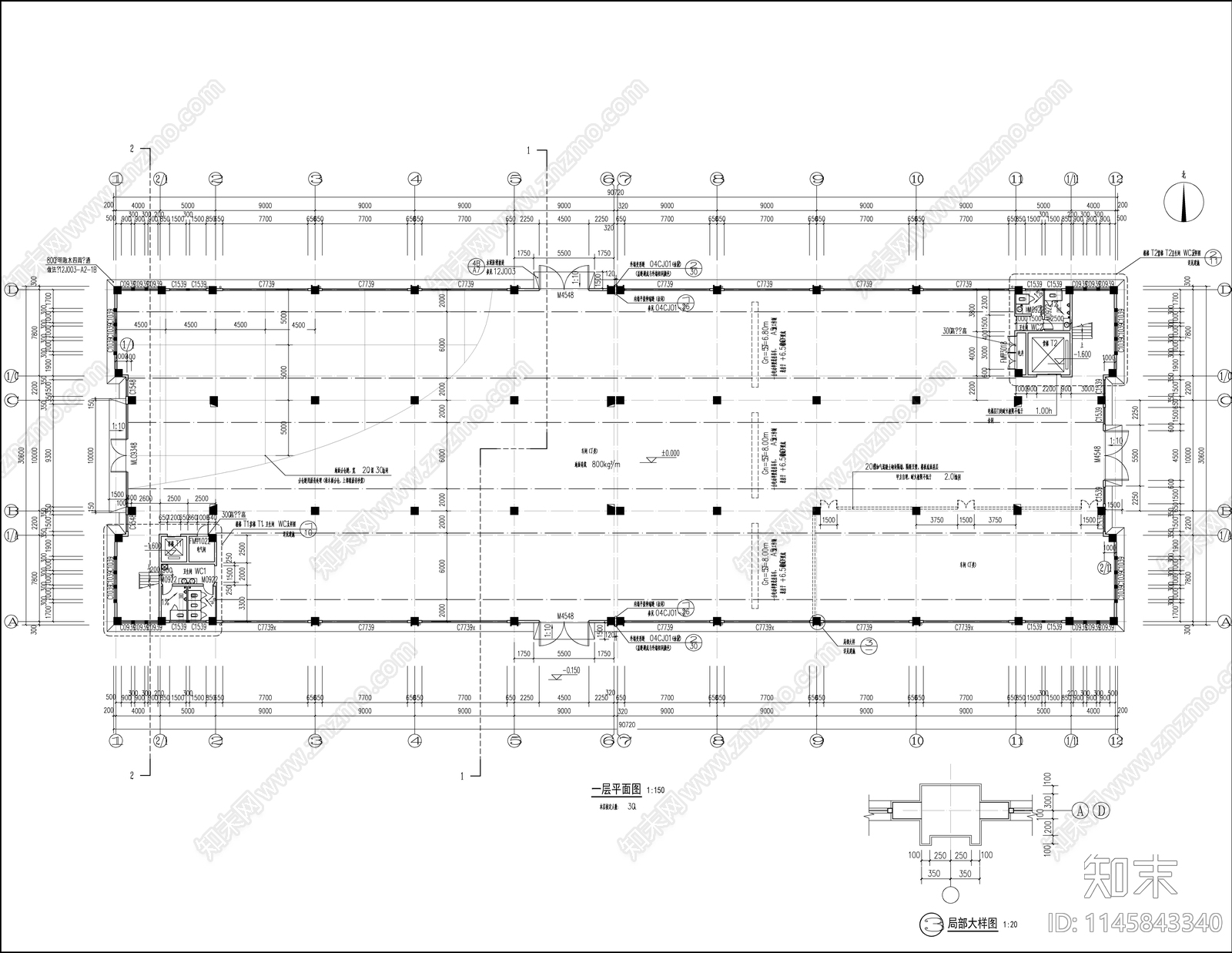 丁类生产车间建筑cad施工图下载【ID:1145843340】