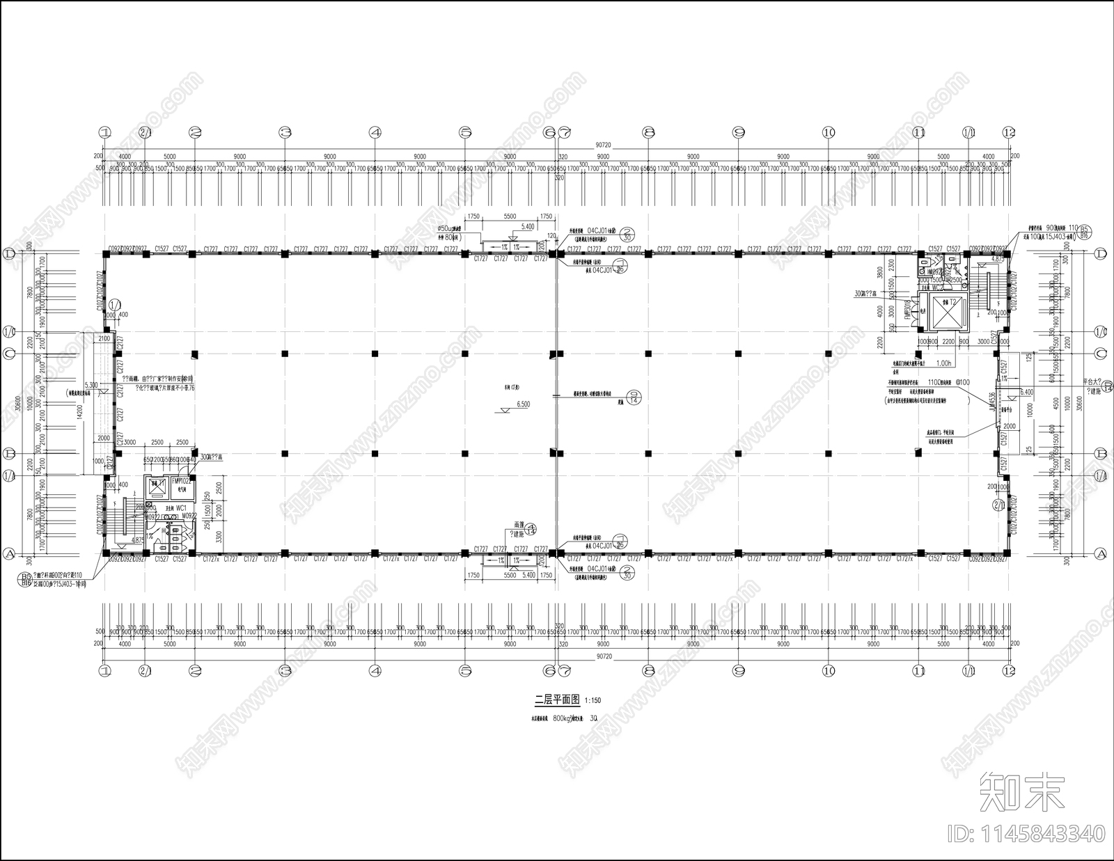 丁类生产车间建筑cad施工图下载【ID:1145843340】