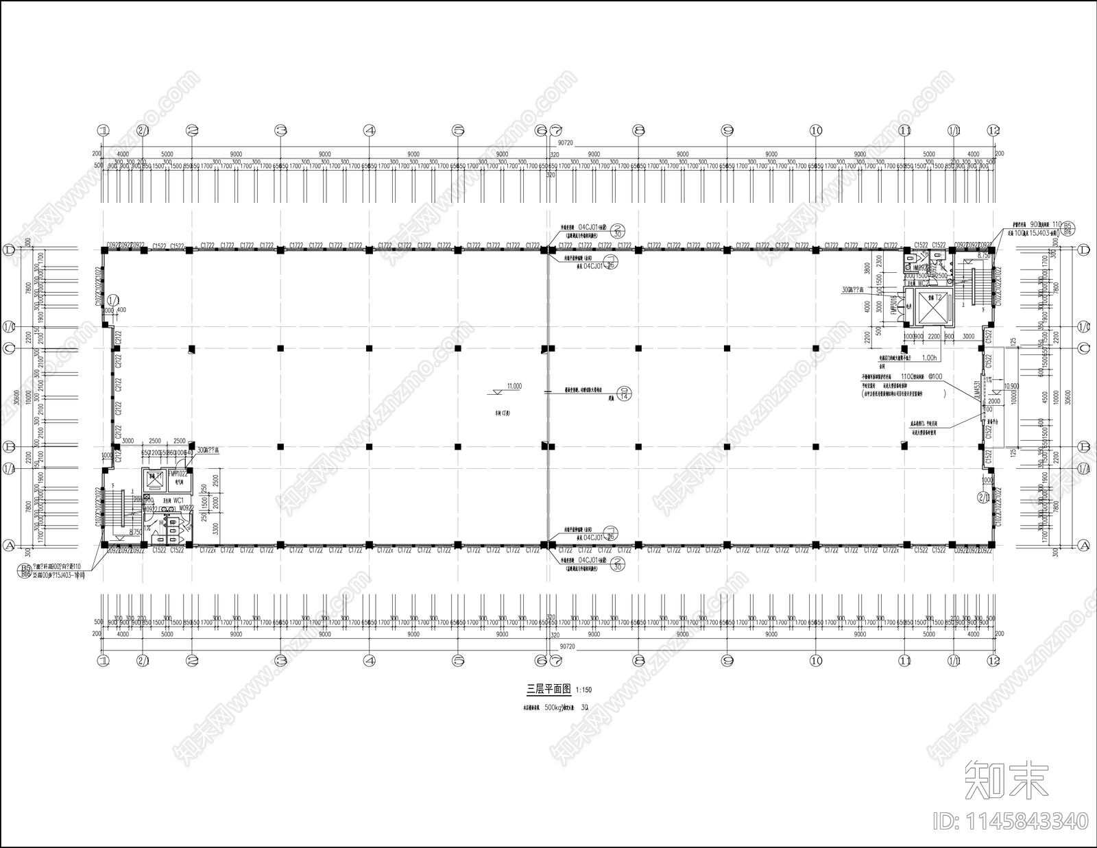 丁类生产车间建筑cad施工图下载【ID:1145843340】