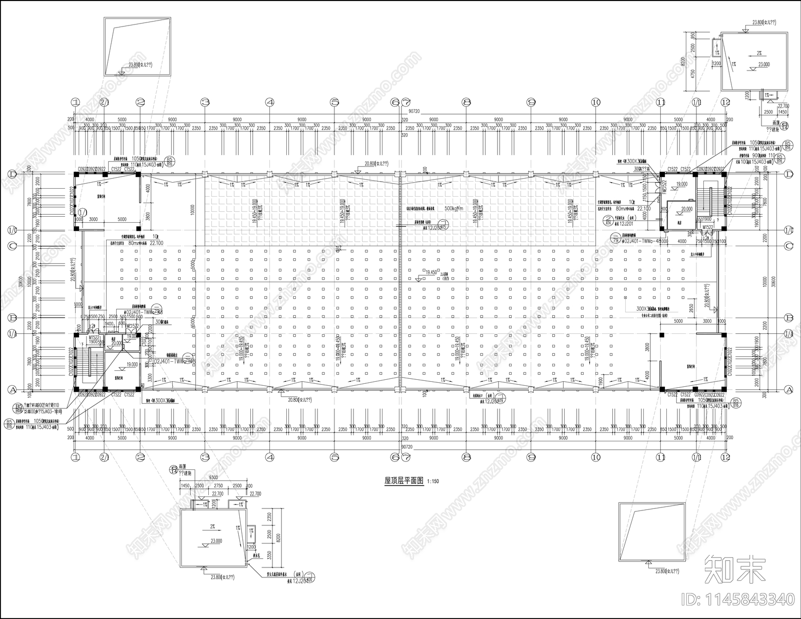 丁类生产车间建筑cad施工图下载【ID:1145843340】