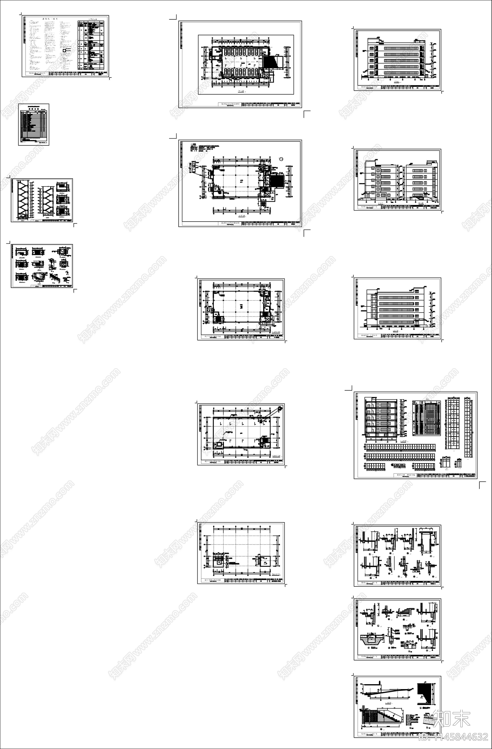 框架生产厂房建筑cad施工图下载【ID:1145844632】