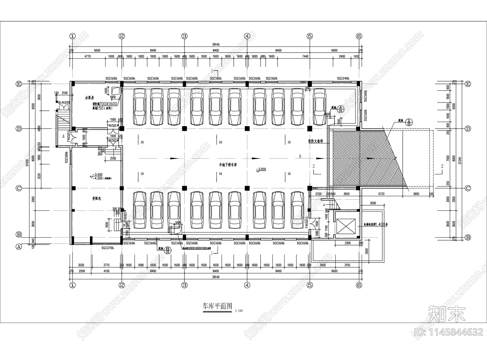 框架生产厂房建筑cad施工图下载【ID:1145844632】