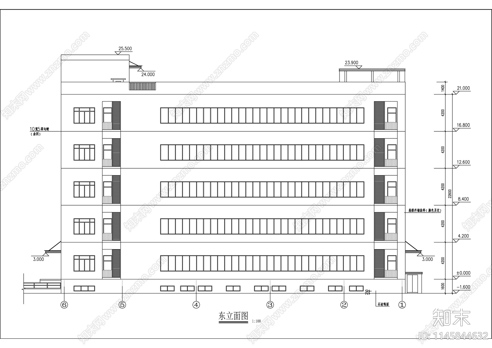 框架生产厂房建筑cad施工图下载【ID:1145844632】