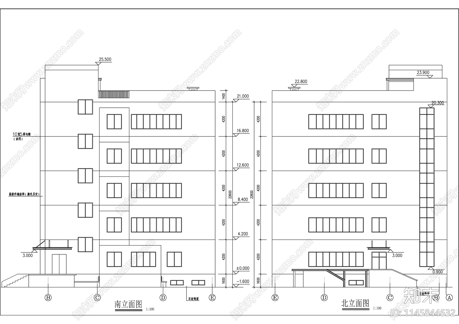 框架生产厂房建筑cad施工图下载【ID:1145844632】