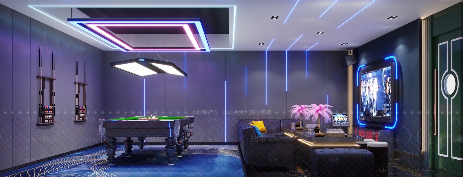 现代台球室3D模型下载【ID:1145845178】