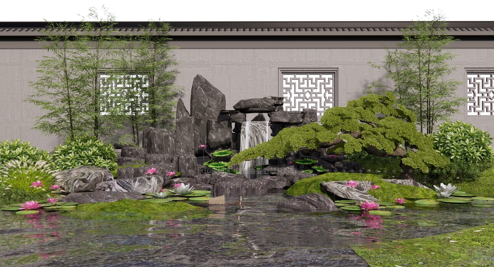 新中式假山水景3D模型下载【ID:1145846989】