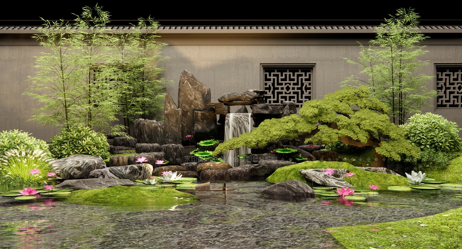 新中式假山水景3D模型下载【ID:1145846989】
