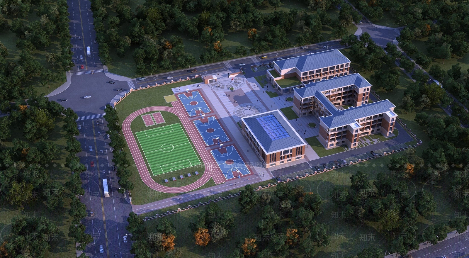 现代学校外观3D模型下载【ID:1145849787】