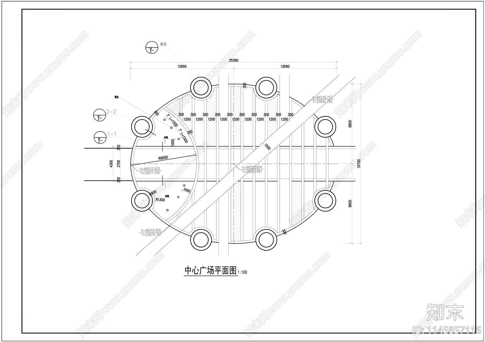 休憩广场详图cad施工图下载【ID:1145857116】