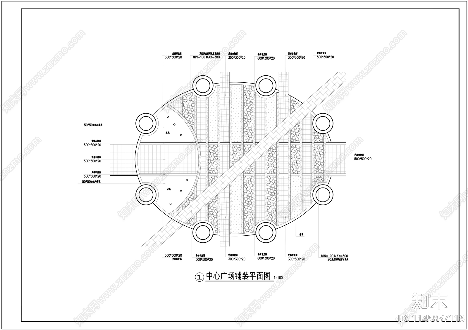 休憩广场详图cad施工图下载【ID:1145857116】