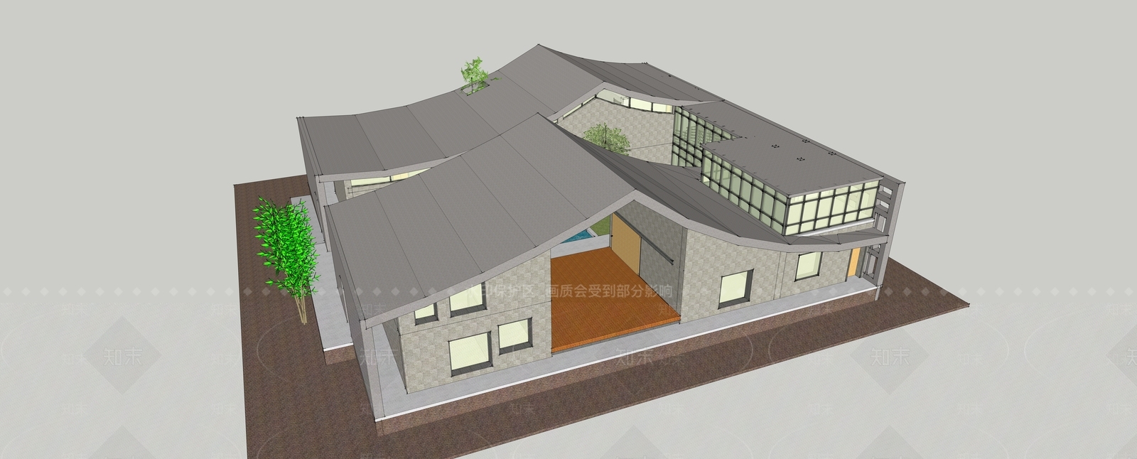 中式展览馆SU模型下载【ID:1146010951】