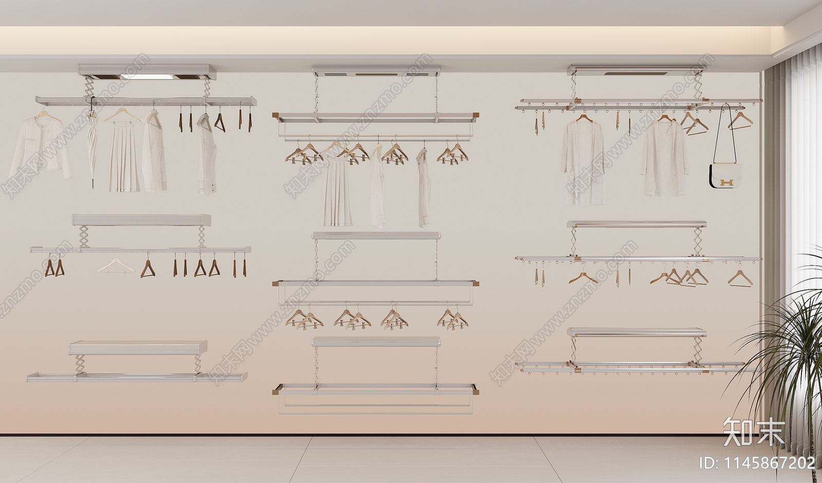 现代升降晾衣架3D模型下载【ID:1145867202】