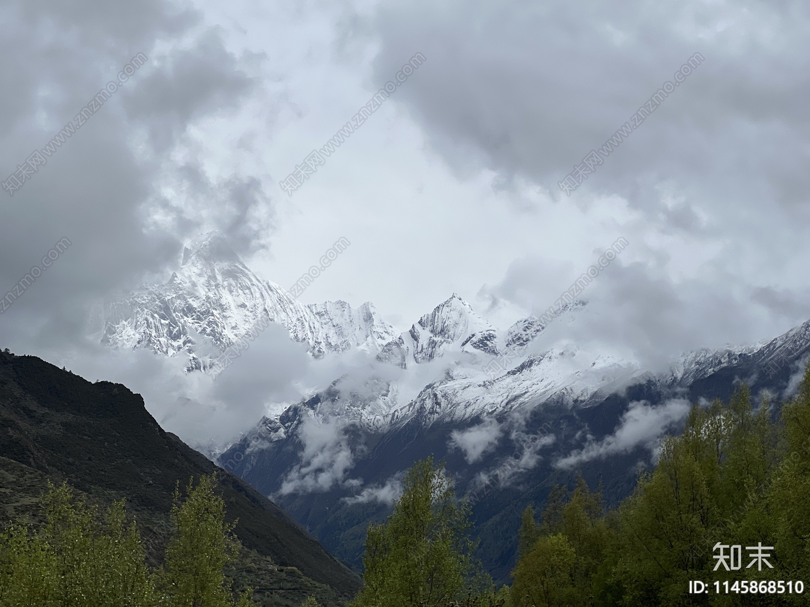 远山雪景山脉风景贴图下载【ID:1145868510】