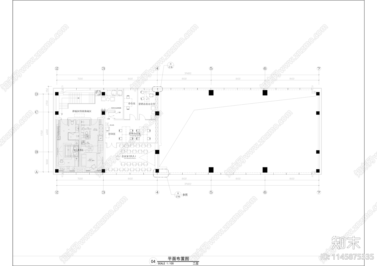 售楼部室内cad施工图下载【ID:1145875335】