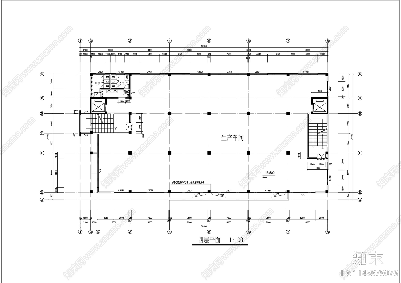 现代框架结构产品仓库建筑cad施工图下载【ID:1145875076】