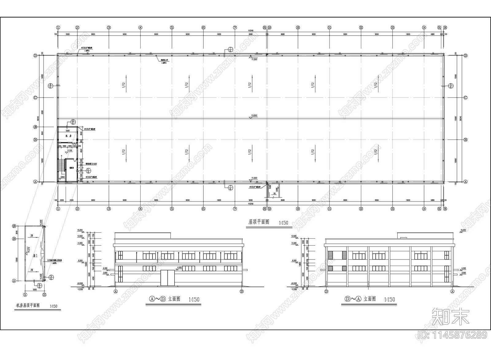 仓库装配车间建筑cad施工图下载【ID:1145876289】