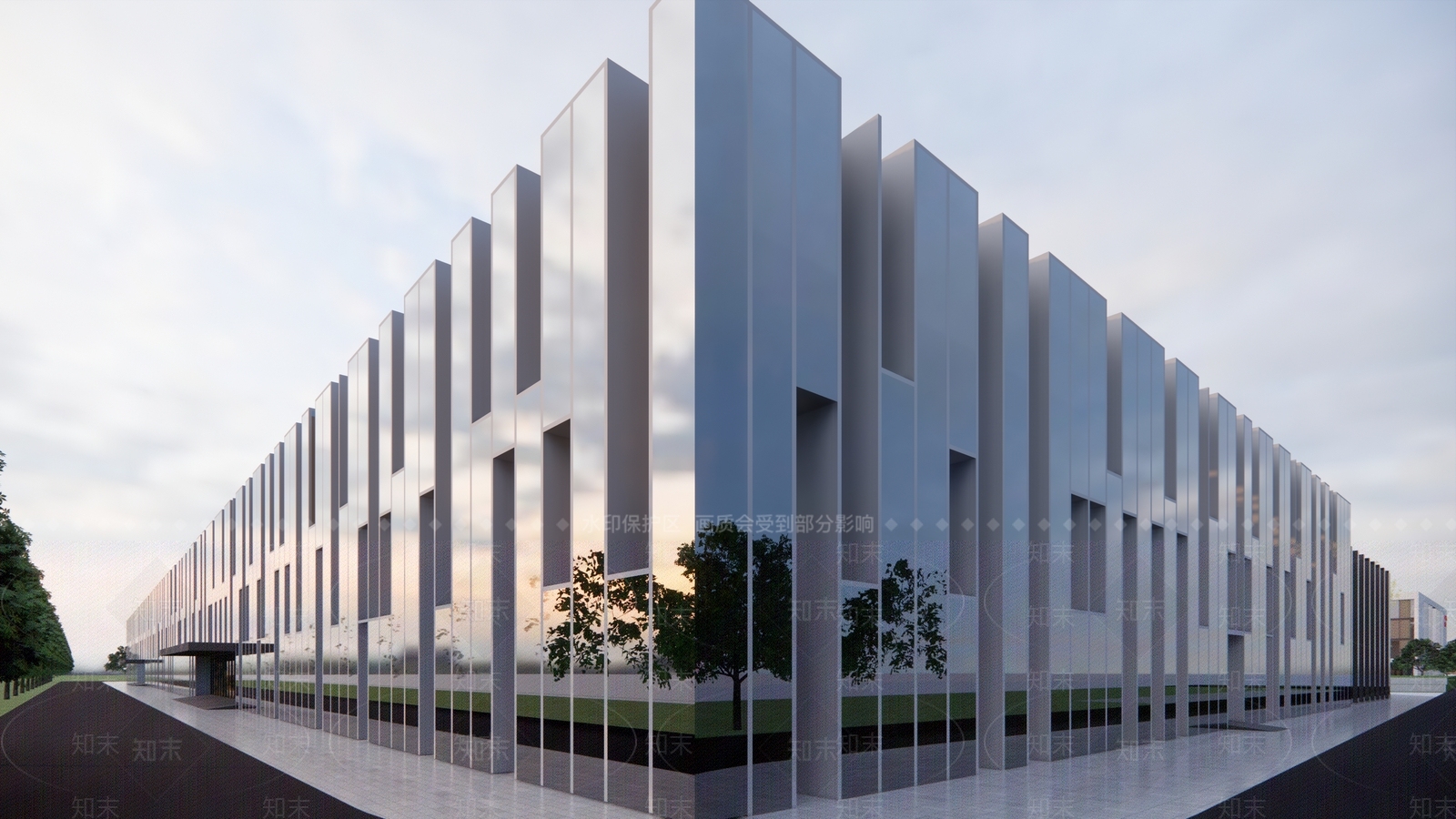 现代展览馆建筑SU模型下载【ID:1148448111】