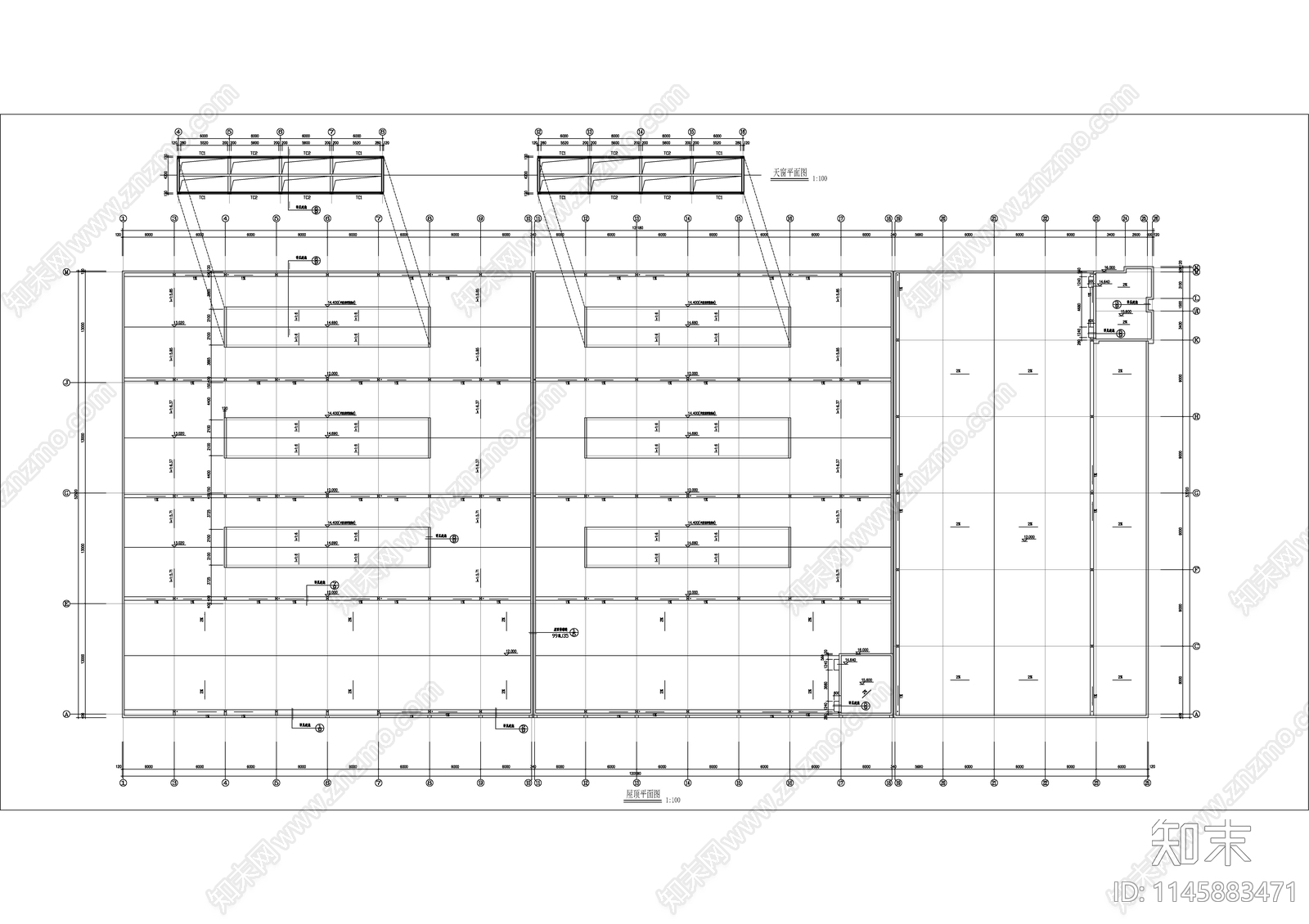 钢构大生产车间厂房建筑cad施工图下载【ID:1145883471】