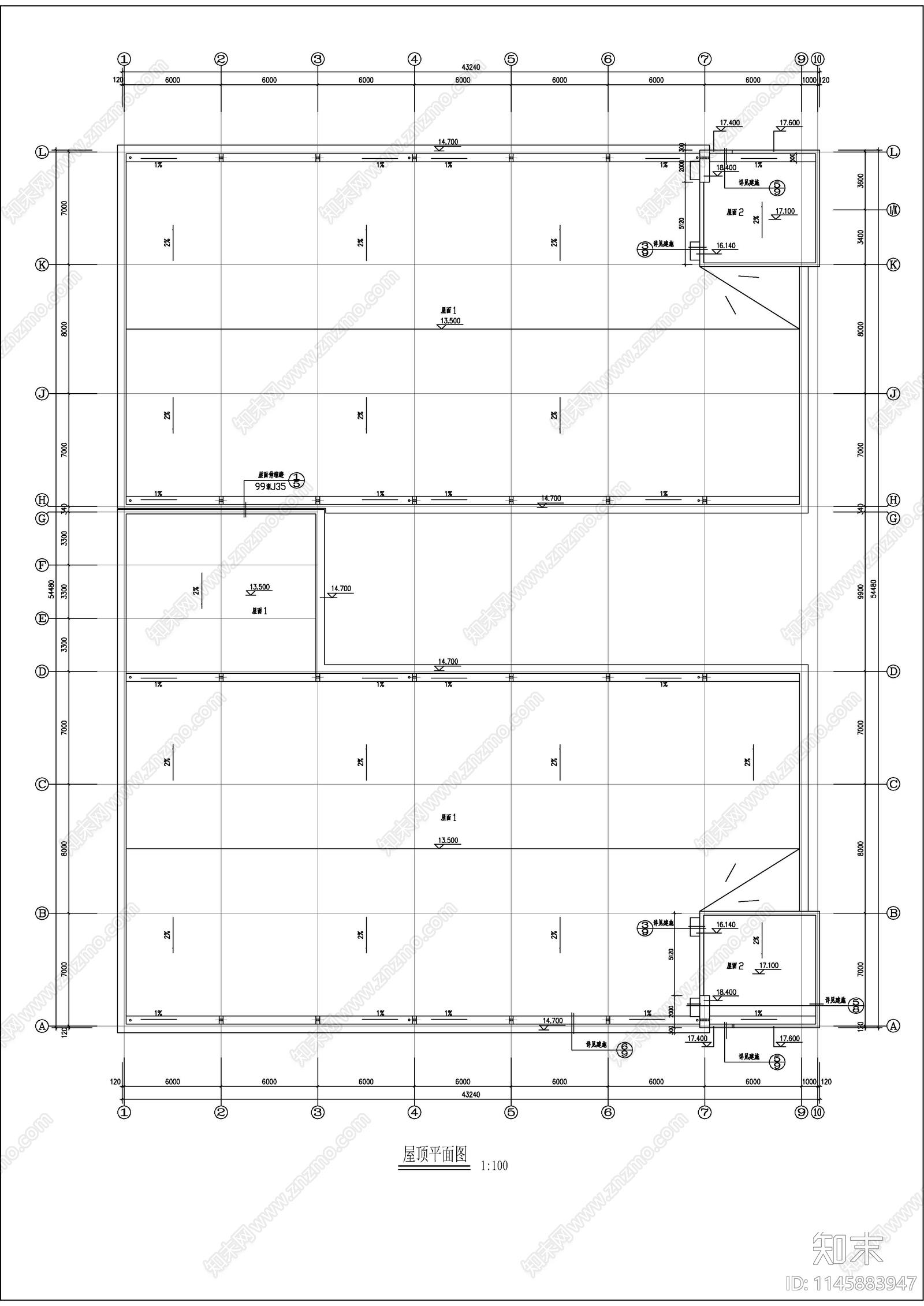 框架结构生产车间建筑cad施工图下载【ID:1145883947】