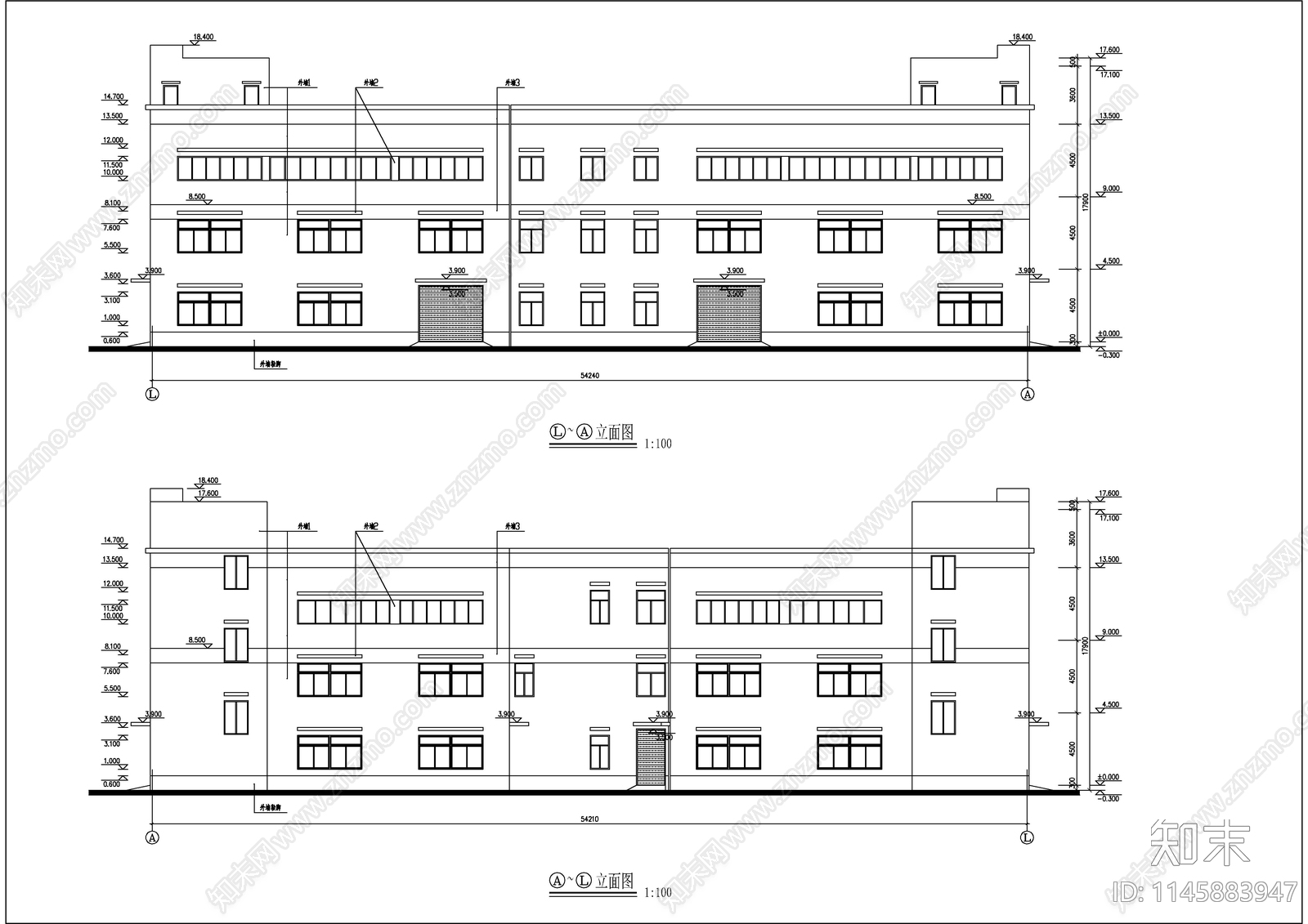 框架结构生产车间建筑cad施工图下载【ID:1145883947】