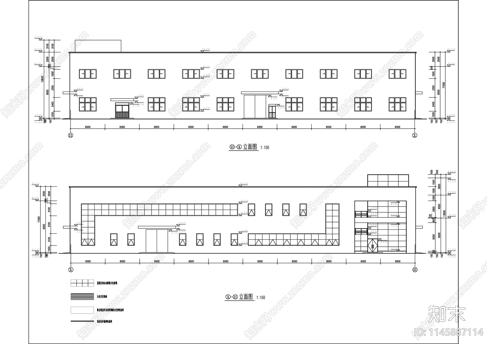 框架结构生产车间建筑cad施工图下载【ID:1145887114】