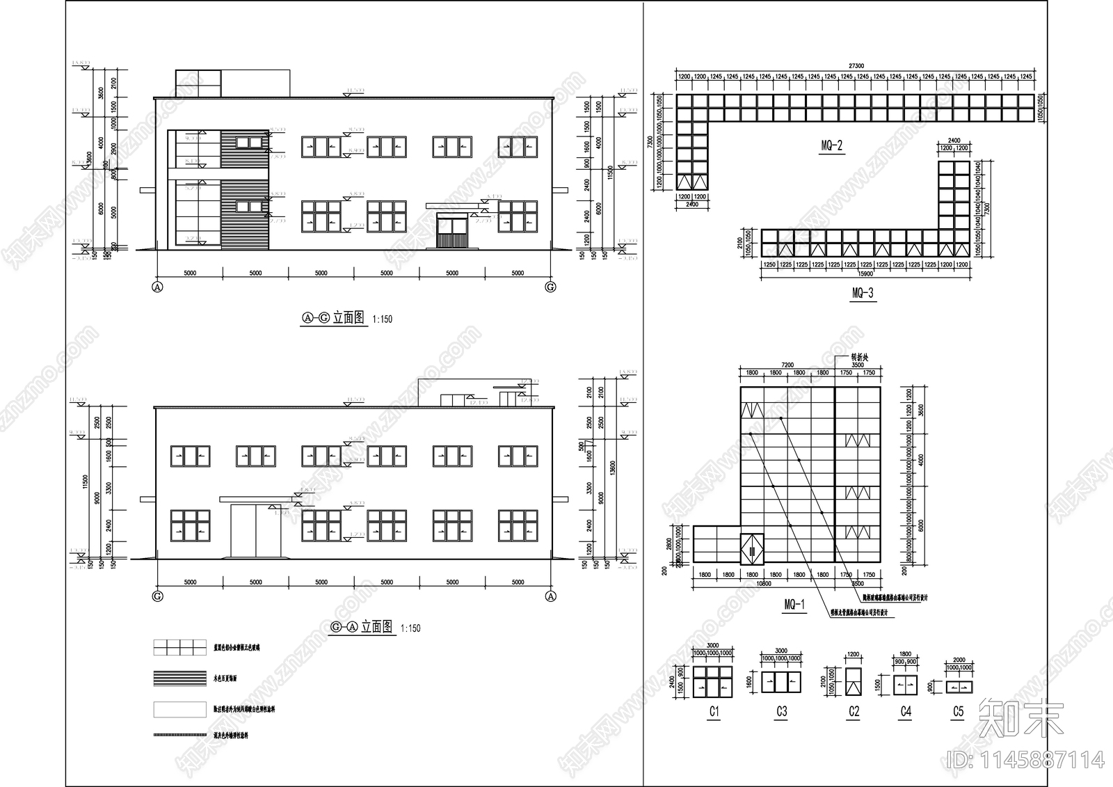 框架结构生产车间建筑cad施工图下载【ID:1145887114】