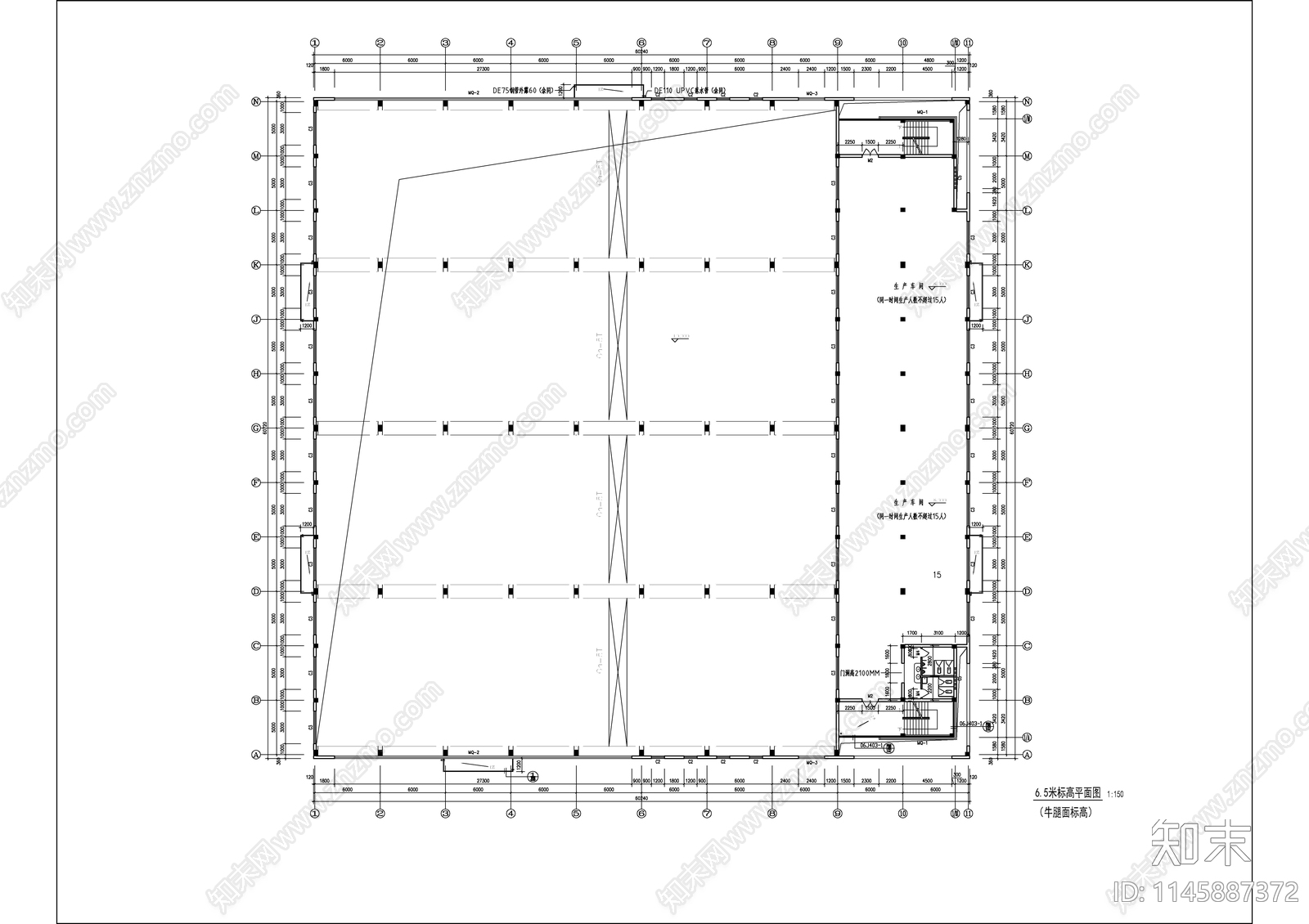 生产车间建筑cad施工图下载【ID:1145887372】